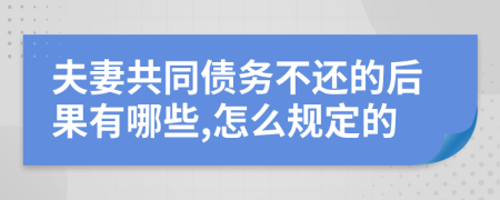 夫妻共同债务不还的后果有哪些,怎么规定的