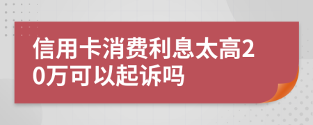 信用卡消费利息太高20万可以起诉吗