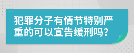 犯罪分子有情节特别严重的可以宣告缓刑吗？