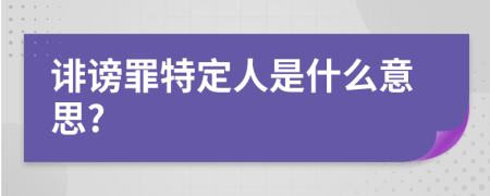 诽谤罪特定人是什么意思?