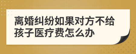 离婚纠纷如果对方不给孩子医疗费怎么办