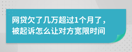 网贷欠了几万超过1个月了，被起诉怎么让对方宽限时间
