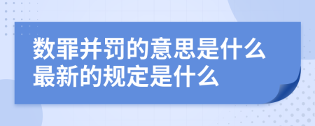 数罪并罚的意思是什么最新的规定是什么