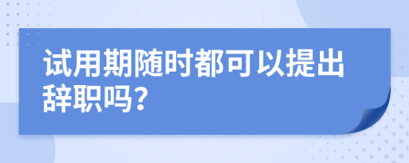 试用期随时都可以提出辞职吗？