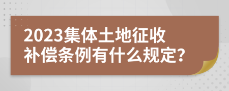 2023集体土地征收补偿条例有什么规定？