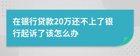 在银行贷款20万还不上了银行起诉了该怎么办