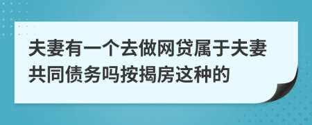 夫妻有一个去做网贷属于夫妻共同债务吗按揭房这种的