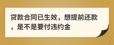 贷款合同已生效，想提前还款，是不是要付违约金