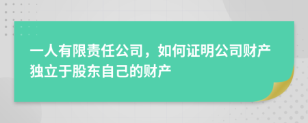 一人有限责任公司，如何证明公司财产独立于股东自己的财产