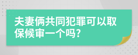 夫妻俩共同犯罪可以取保候审一个吗?