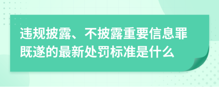 违规披露、不披露重要信息罪既遂的最新处罚标准是什么