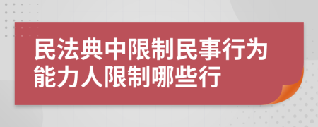 民法典中限制民事行为能力人限制哪些行