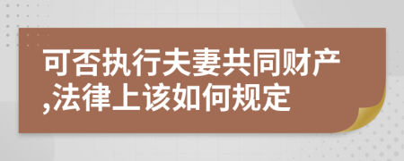 可否执行夫妻共同财产,法律上该如何规定