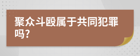 聚众斗殴属于共同犯罪吗?