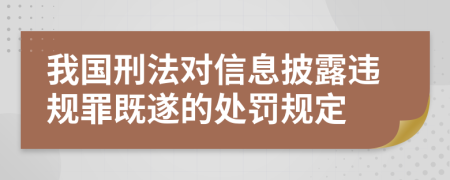 我国刑法对信息披露违规罪既遂的处罚规定