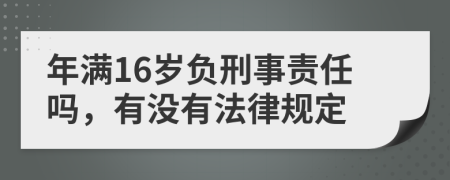 年满16岁负刑事责任吗，有没有法律规定