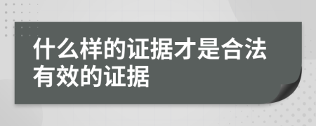什么样的证据才是合法有效的证据
