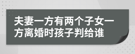 夫妻一方有两个子女一方离婚时孩子判给谁