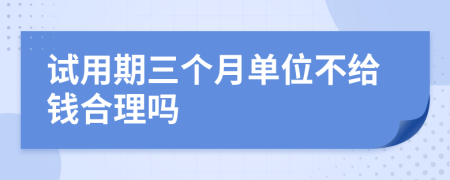 试用期三个月单位不给钱合理吗