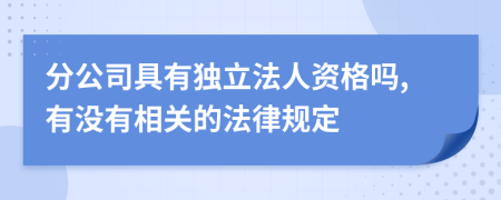 分公司具有独立法人资格吗,有没有相关的法律规定