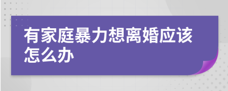 有家庭暴力想离婚应该怎么办