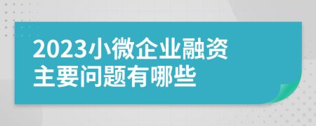 2023小微企业融资主要问题有哪些