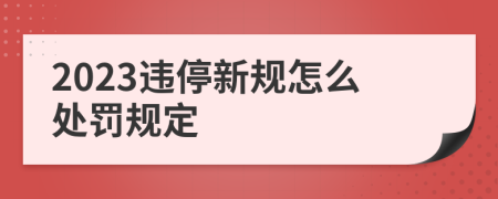 2023违停新规怎么处罚规定