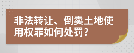 非法转让、倒卖土地使用权罪如何处罚?