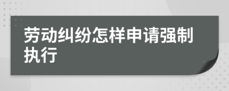 劳动纠纷怎样申请强制执行