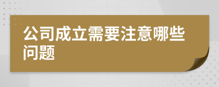 公司成立需要注意哪些问题