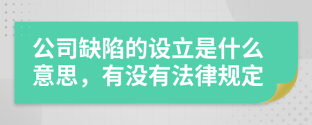 公司缺陷的设立是什么意思，有没有法律规定