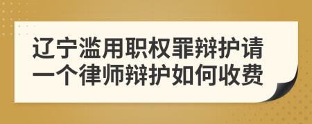 辽宁滥用职权罪辩护请一个律师辩护如何收费