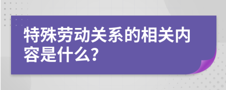 特殊劳动关系的相关内容是什么？