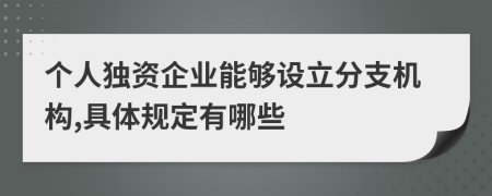 个人独资企业能够设立分支机构,具体规定有哪些