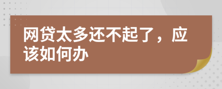 网贷太多还不起了，应该如何办