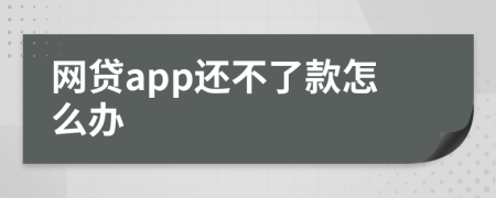 网贷app还不了款怎么办