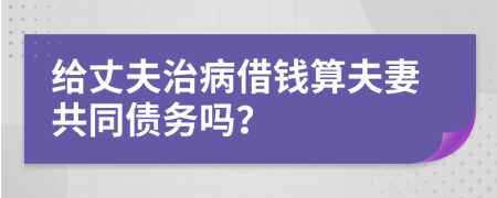 给丈夫治病借钱算夫妻共同债务吗？