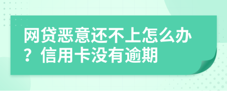 网贷恶意还不上怎么办？信用卡没有逾期