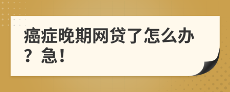 癌症晚期网贷了怎么办？急！