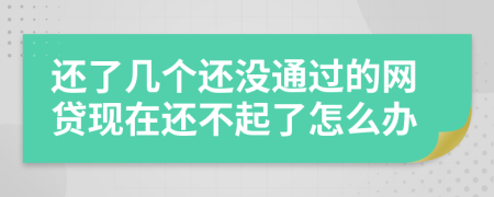 还了几个还没通过的网贷现在还不起了怎么办