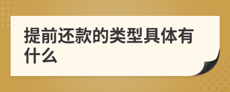 提前还款的类型具体有什么