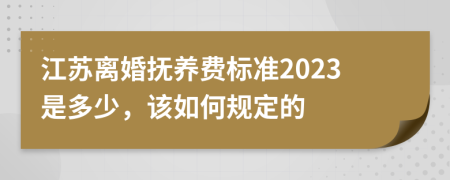 江苏离婚抚养费标准2023是多少，该如何规定的