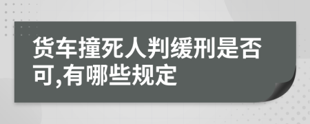 货车撞死人判缓刑是否可,有哪些规定