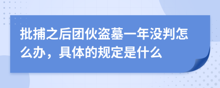 批捕之后团伙盗墓一年没判怎么办，具体的规定是什么