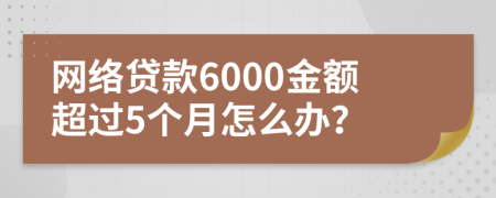 网络贷款6000金额超过5个月怎么办？