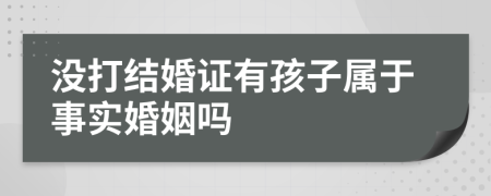 没打结婚证有孩子属于事实婚姻吗