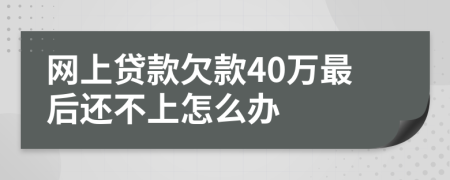 网上贷款欠款40万最后还不上怎么办