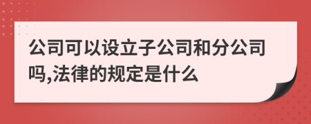 公司可以设立子公司和分公司吗,法律的规定是什么