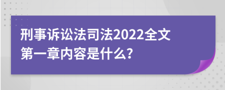 刑事诉讼法司法2022全文第一章内容是什么？