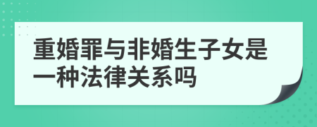 重婚罪与非婚生子女是一种法律关系吗